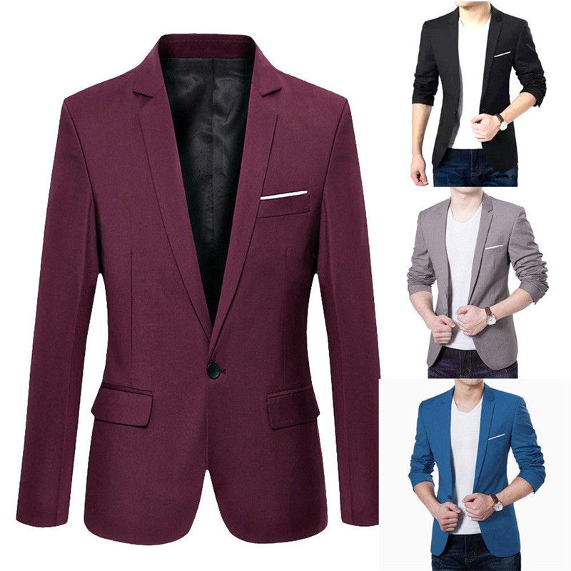 Men's Casual Slim Fit Office Blazer Cotton Blend