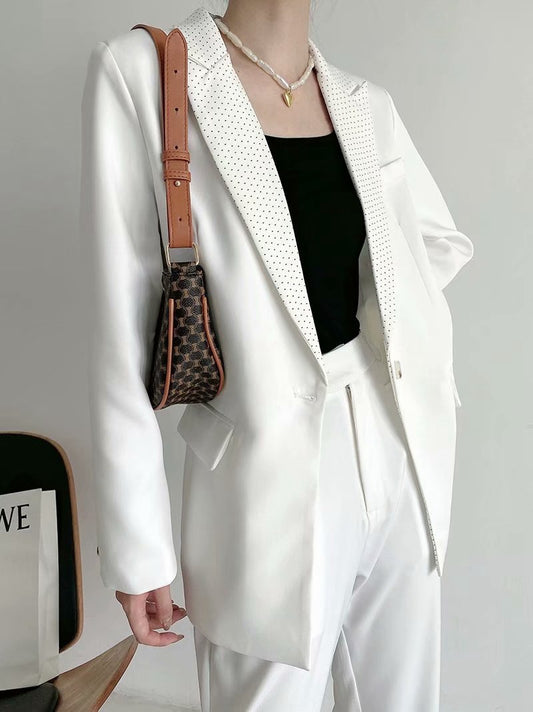 Temperament Slim Long-Sleeved Collar Stitching Suit Jacket