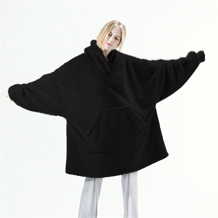Hooded Sweatshirt Hoodie with Large Pocket, Double-Sided Velvet, One Size