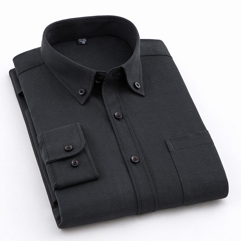 Slim Long-Sleeve Solid Oxford Cotton Shirt