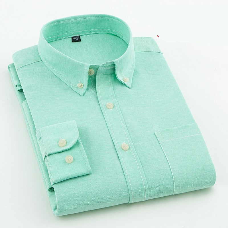 Slim Long-Sleeve Solid Oxford Cotton Shirt