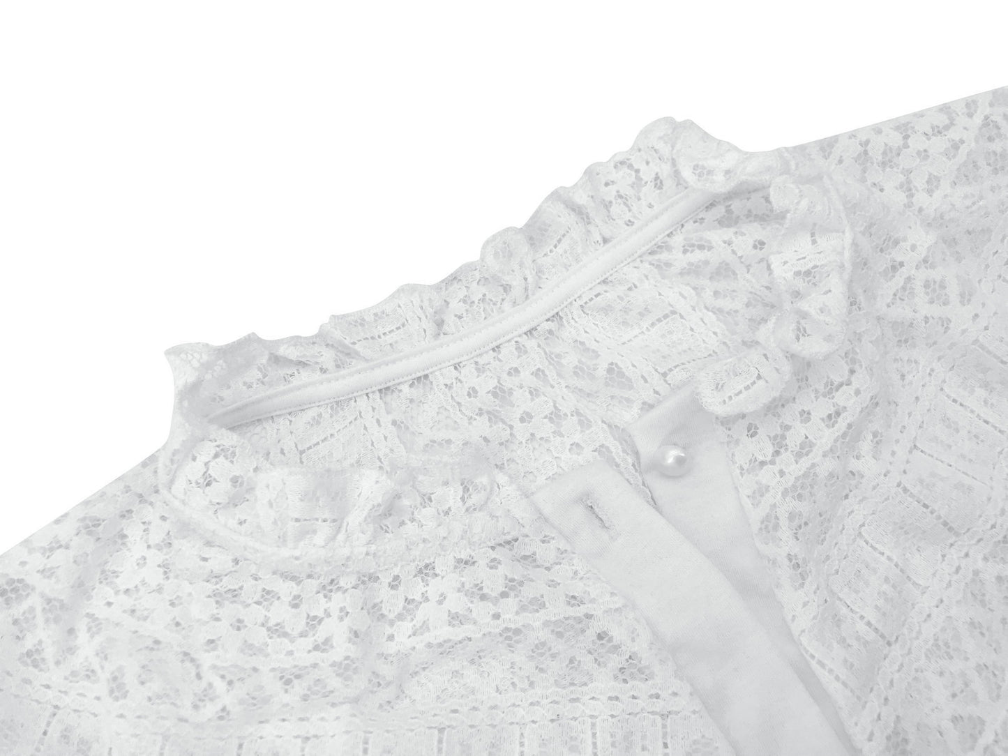 Temperament Lace Collar Hollow Lace White Sexy Top