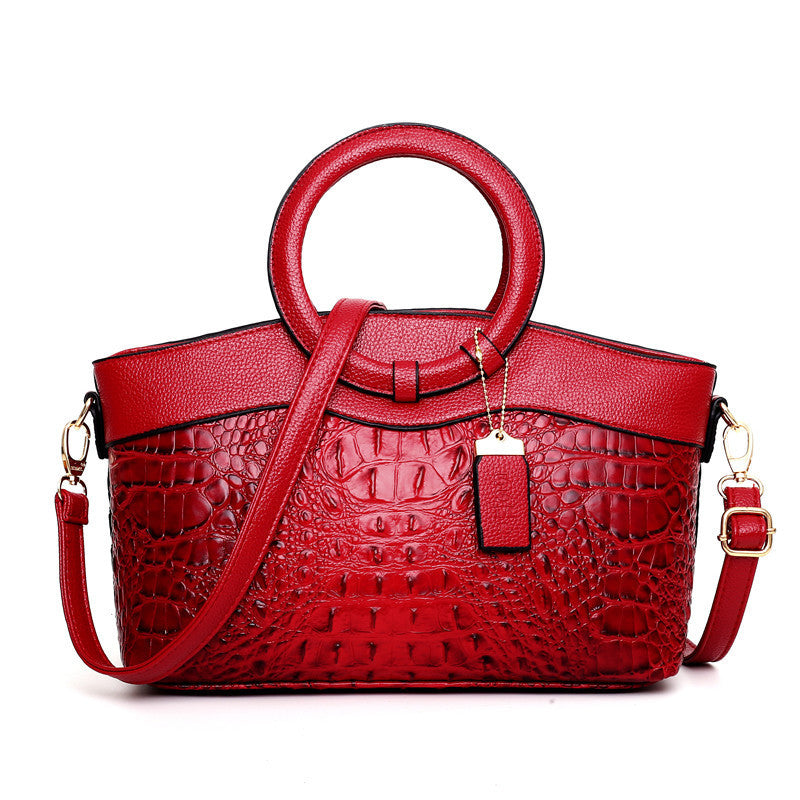 Grand sac à main de luxe pour femme en cuir avec imprimé crocodile