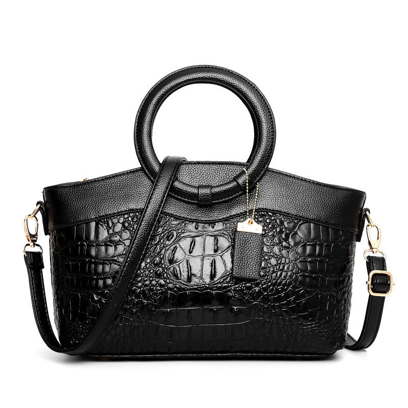 Grand sac à main de luxe pour femme en cuir avec imprimé crocodile