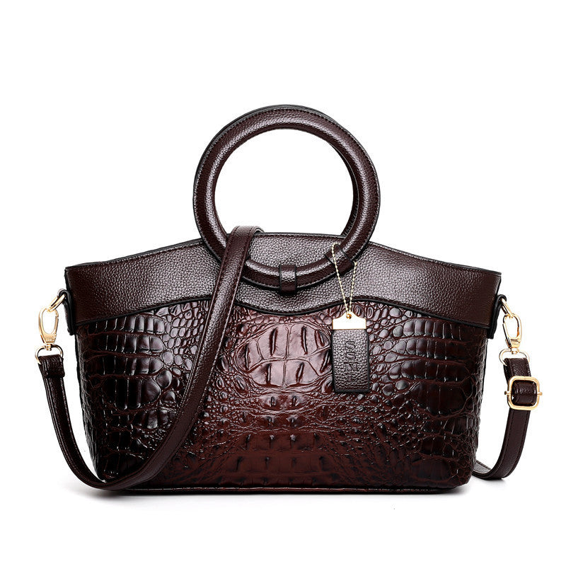 Grand sac à main de luxe pour femme en cuir avec imprimé crocodile