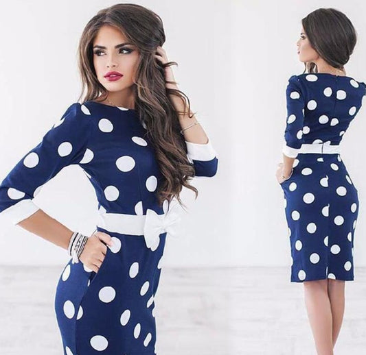 Polka Dot Slim Bag Hip Sexy Dress