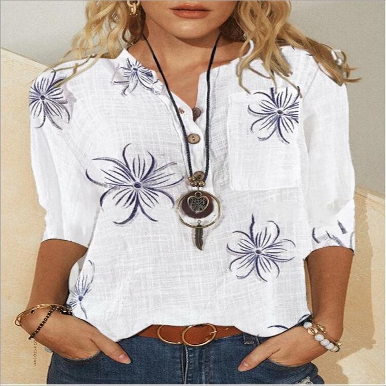 Printed Long-Sleeved Fashion Plus Size Shirt