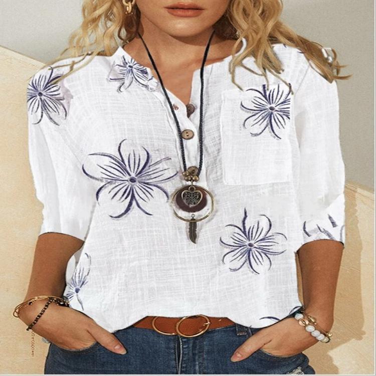 Printed Long-Sleeved Fashion Plus Size Shirt