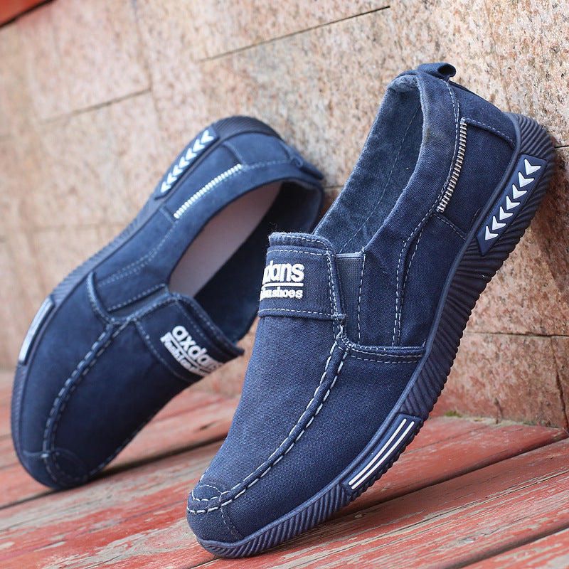 Chaussures décontractées basses en toile pour hommes, bleues et grises
