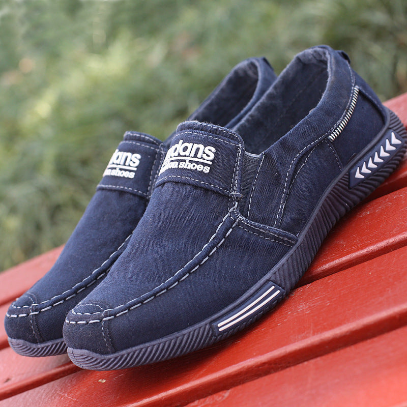 Chaussures décontractées basses en toile pour hommes, bleues et grises