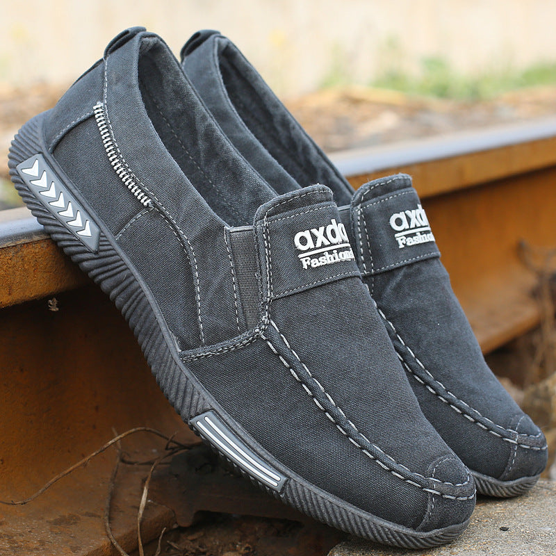 Chaussures décontractées basses en toile pour hommes, bleues et grises