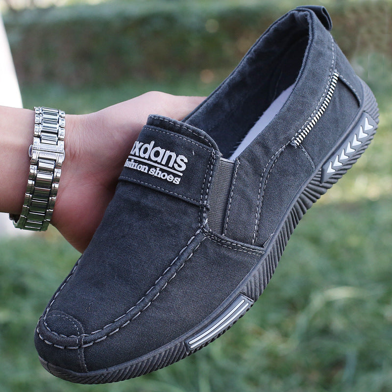 Chaussures décontractées basses en toile pour hommes, bleues et grises
