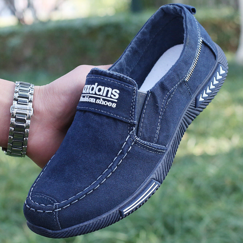 Chaussures décontractées basses en toile pour hommes, bleues et grises