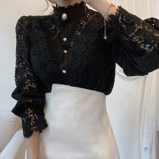 Women’s One Size Classy Shirt With Pearl Buttons