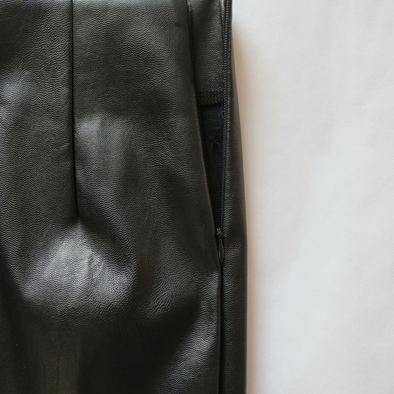 Jupe-robe en similicuir PU noir pour femme