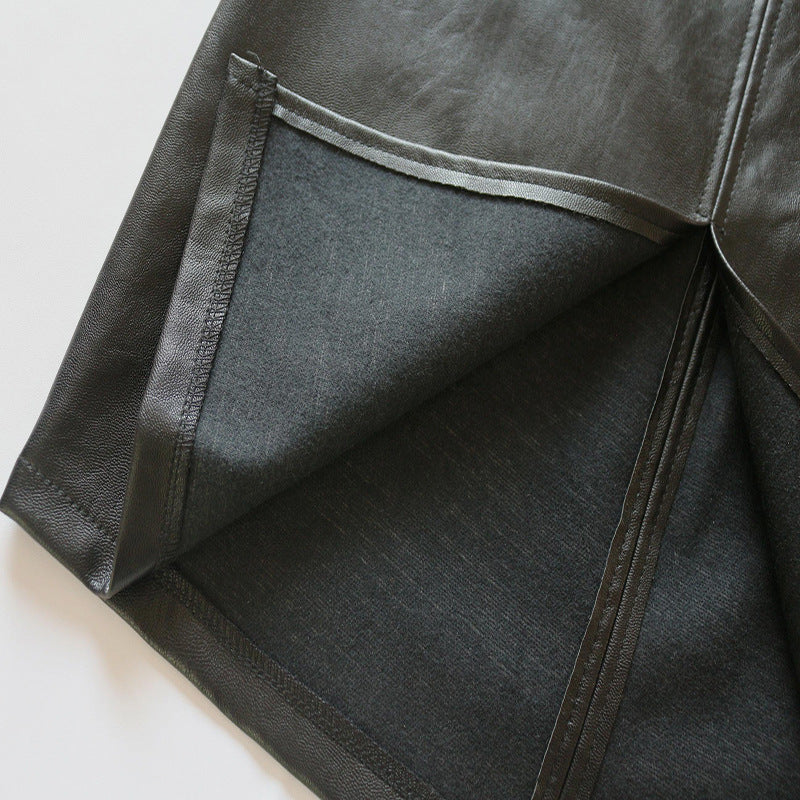 Jupe-robe en similicuir PU noir pour femme