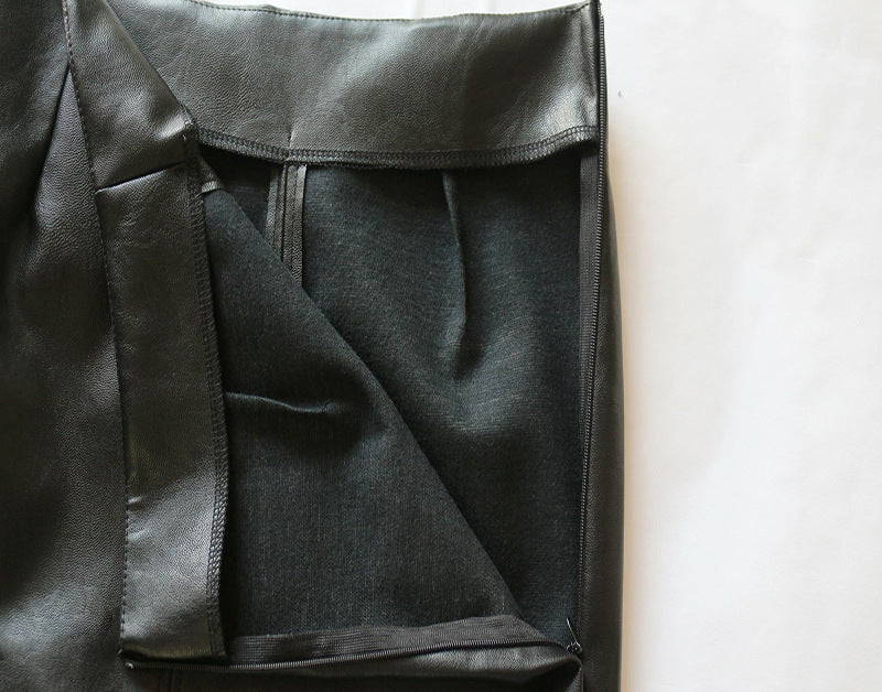 Jupe-robe en similicuir PU noir pour femme