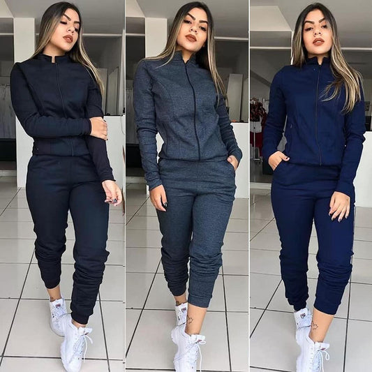 Women’s Long Sleeve Pants Suit Motion Twinset Two Pieces Fitness Clothing Casual Suit