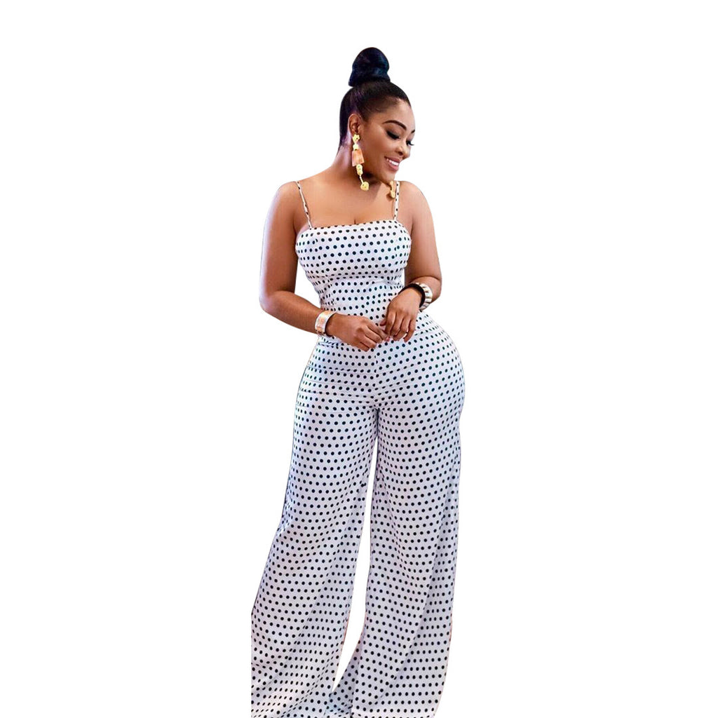 Blotted Print Wrap Chest Loose Jumpsuit Overalls
