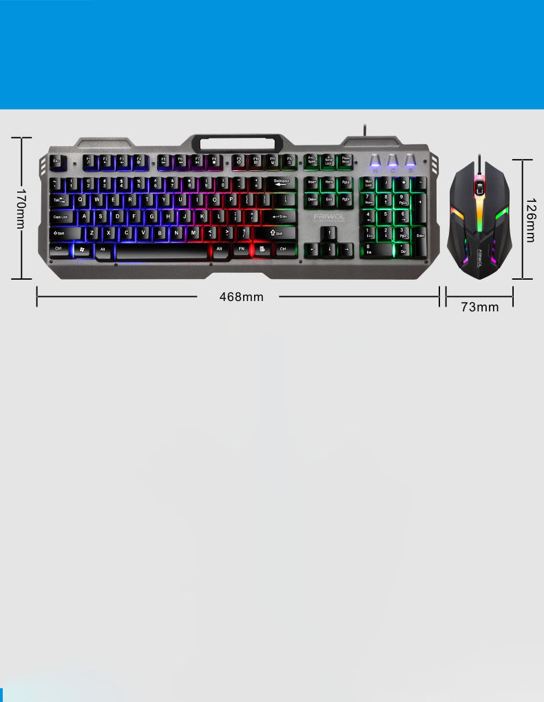 Friends Wolf Wired USB Gaming Keyboard and Mouse Set with Backlight and Multimedia Keys