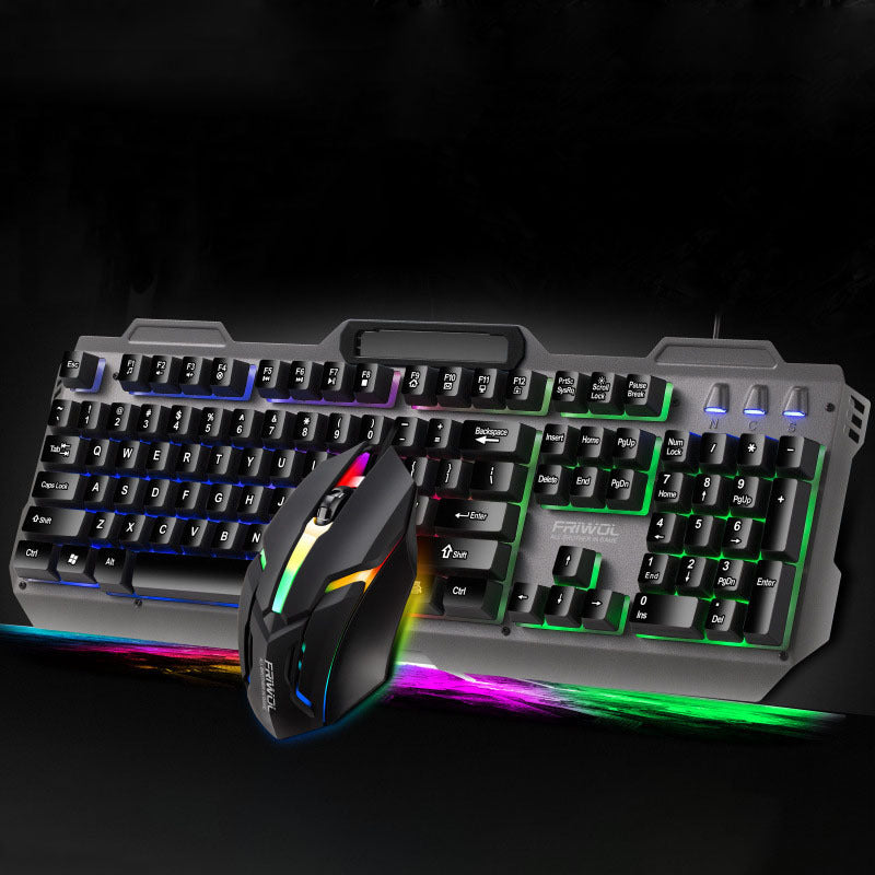 Friends Wolf Wired USB Gaming Keyboard and Mouse Set with Backlight and Multimedia Keys