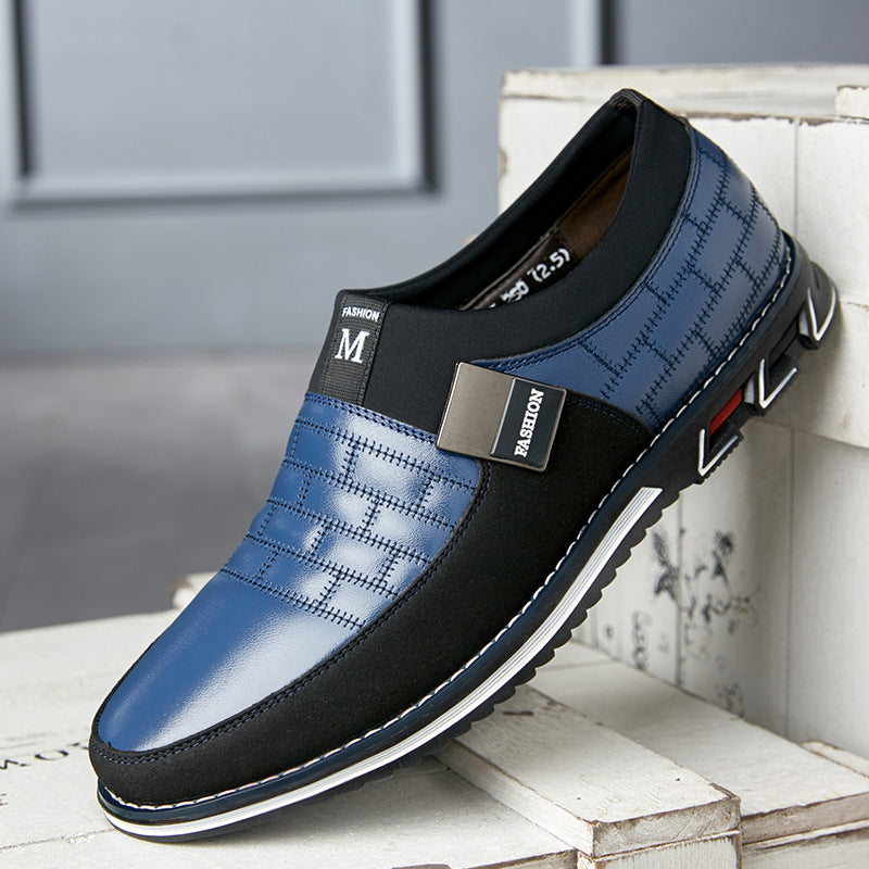 Large Casual Leather Shoes for Men – Sizes 38-48, Blue Black Brown
