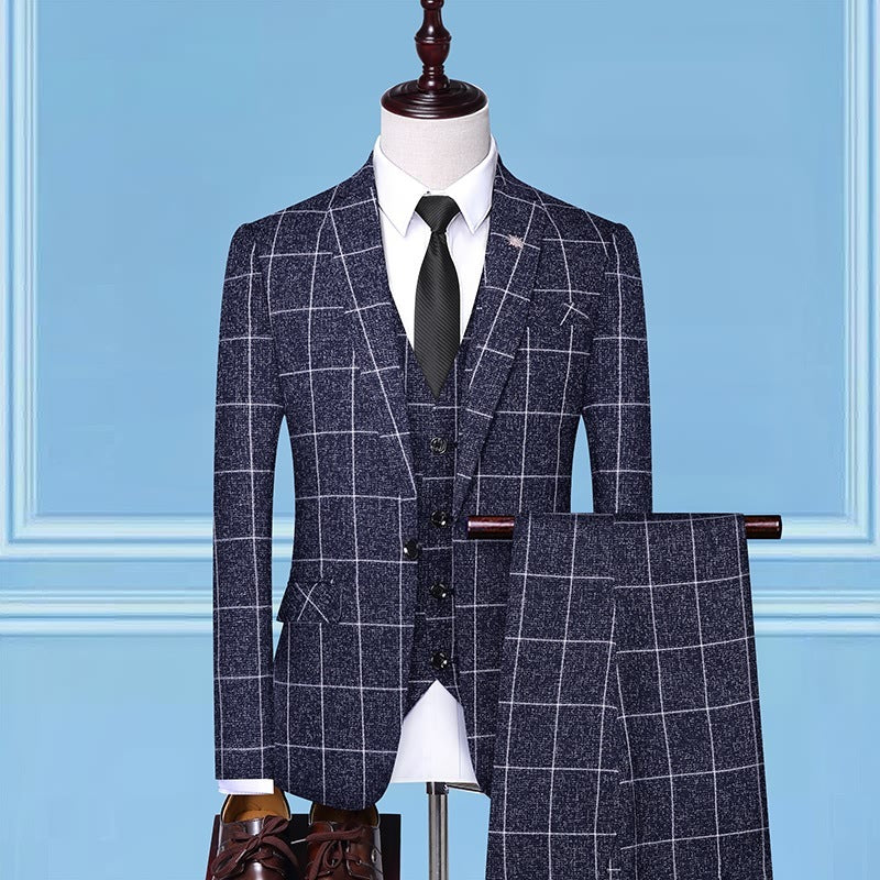 Men's Cotton Blend Three-Piece Work Suits in Blue, Black, Gray, Beige