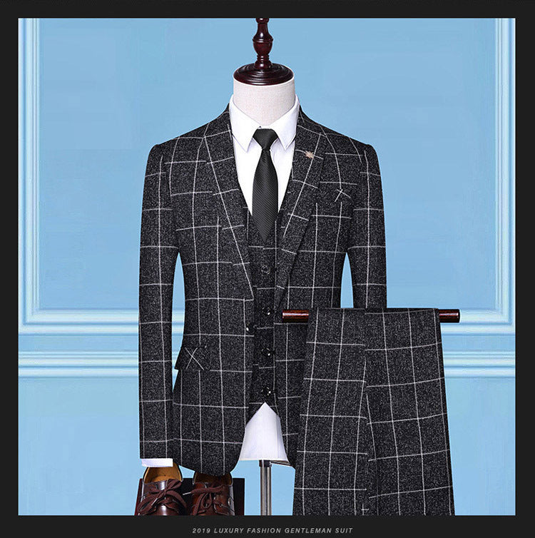 Men's Cotton Blend Three-Piece Work Suits in Blue, Black, Gray, Beige