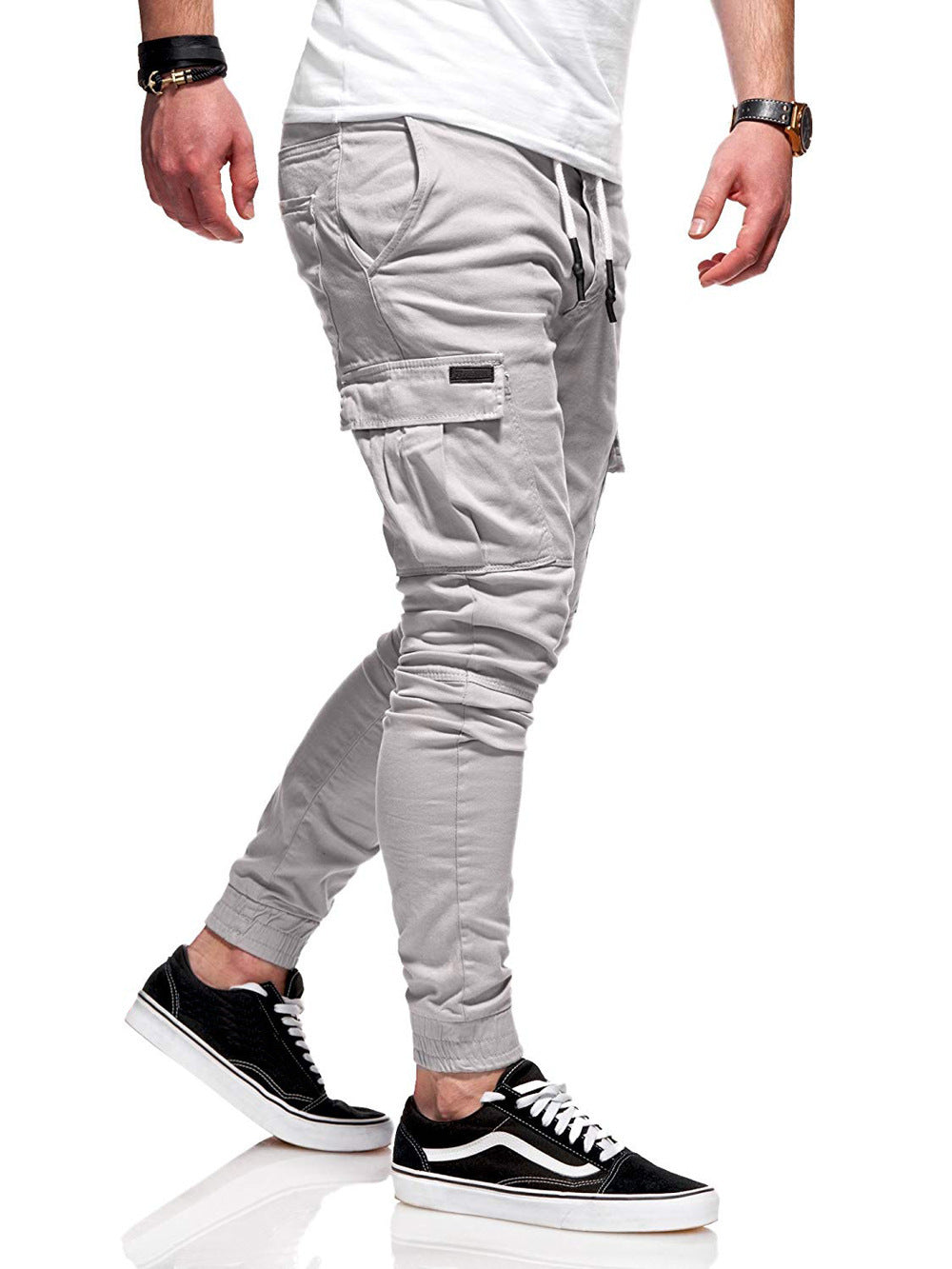 Pantalon de survêtement jogger en coton pour homme avec ceinture, coupe ample, pour le fitness