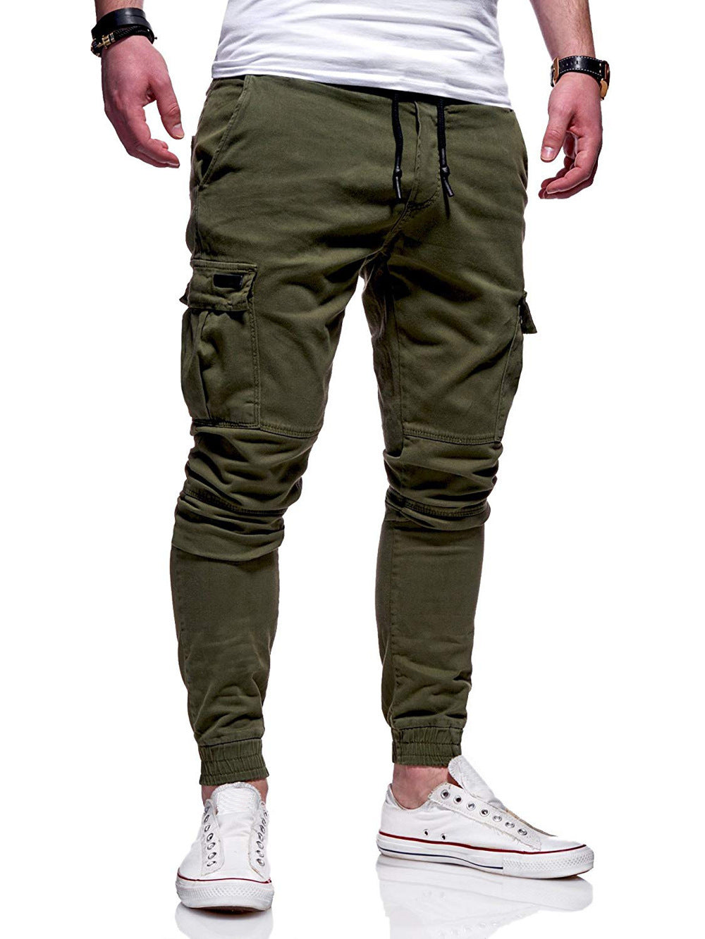 Pantalon de survêtement jogger en coton pour homme avec ceinture, coupe ample, pour le fitness