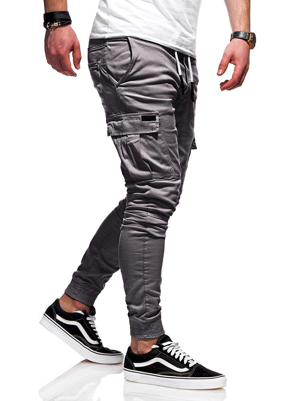Pantalon de survêtement jogger en coton pour homme avec ceinture, coupe ample, pour le fitness