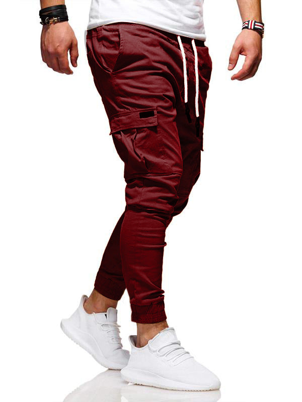 Pantalon de survêtement jogger en coton pour homme avec ceinture, coupe ample, pour le fitness