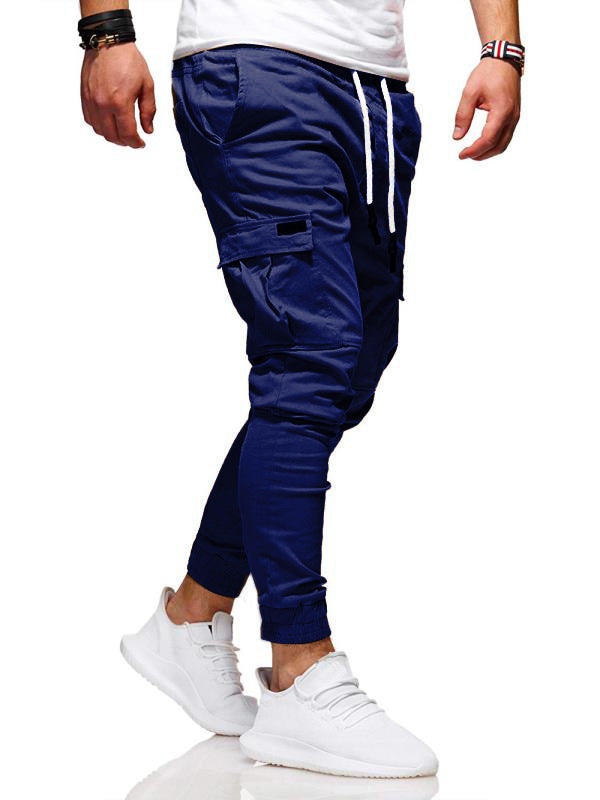 Pantalon de survêtement jogger en coton pour homme avec ceinture, coupe ample, pour le fitness
