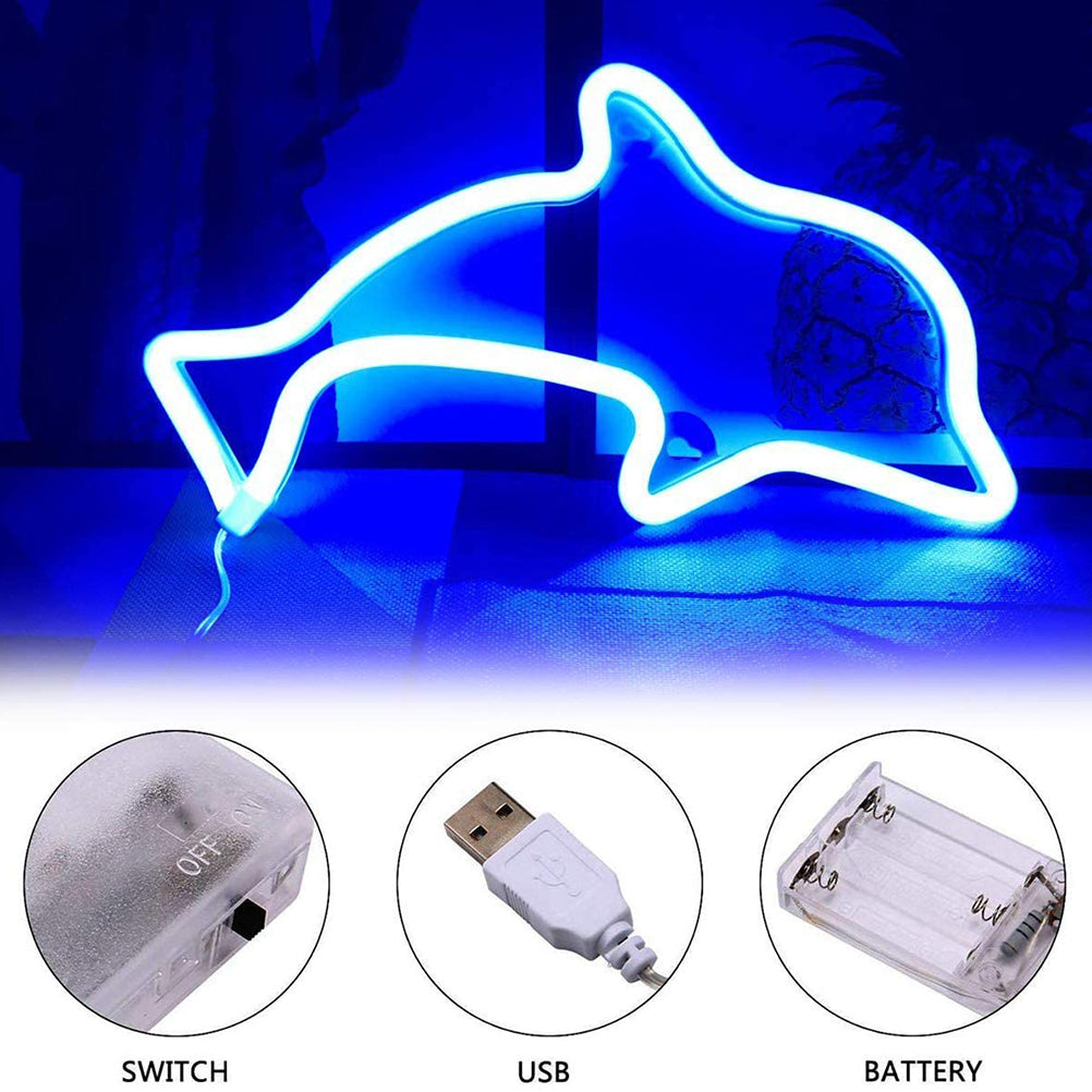 LED Moon Neon Light for Bedroom Decoration USB & Battery Powered Dual-Purpose