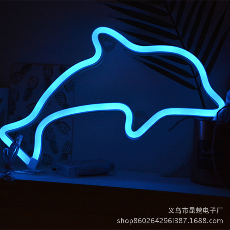 LED Moon Neon Light for Bedroom Decoration USB & Battery Powered Dual-Purpose