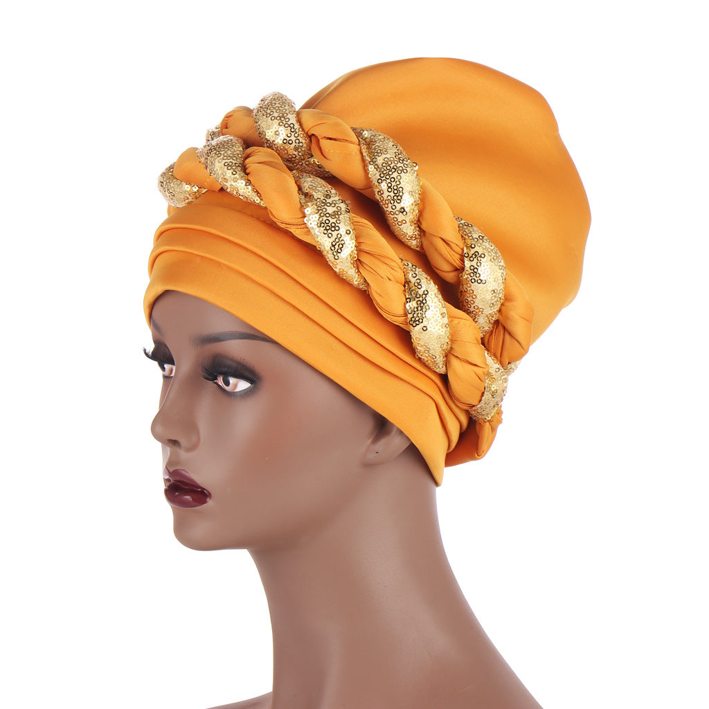 Muslim Double Sequined Tie-Dye Turban Hat