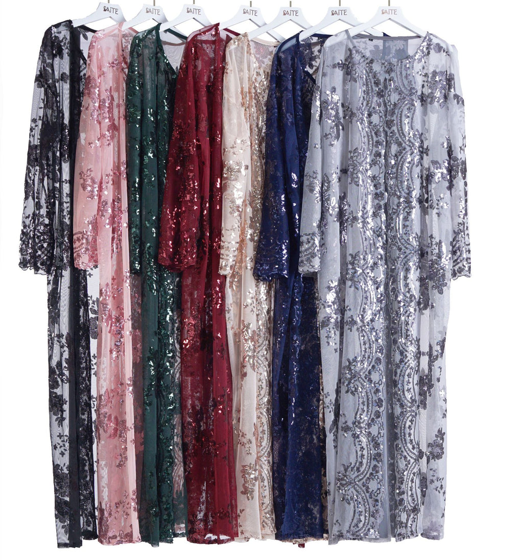 Muslim Women Short Sleeve Printed Flower Long Dress with Belt