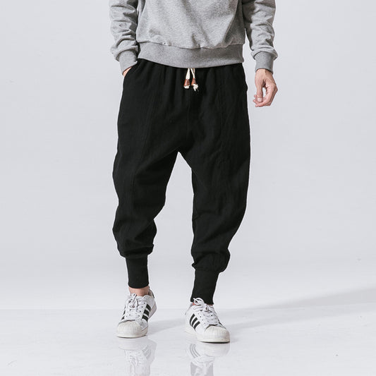 Casual Joggers Mens Pants Cotton Linen Sweatpants