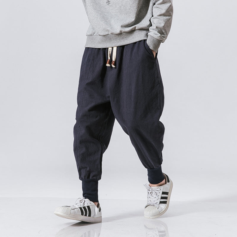 Casual Joggers Mens Pants Cotton Linen Sweatpants
