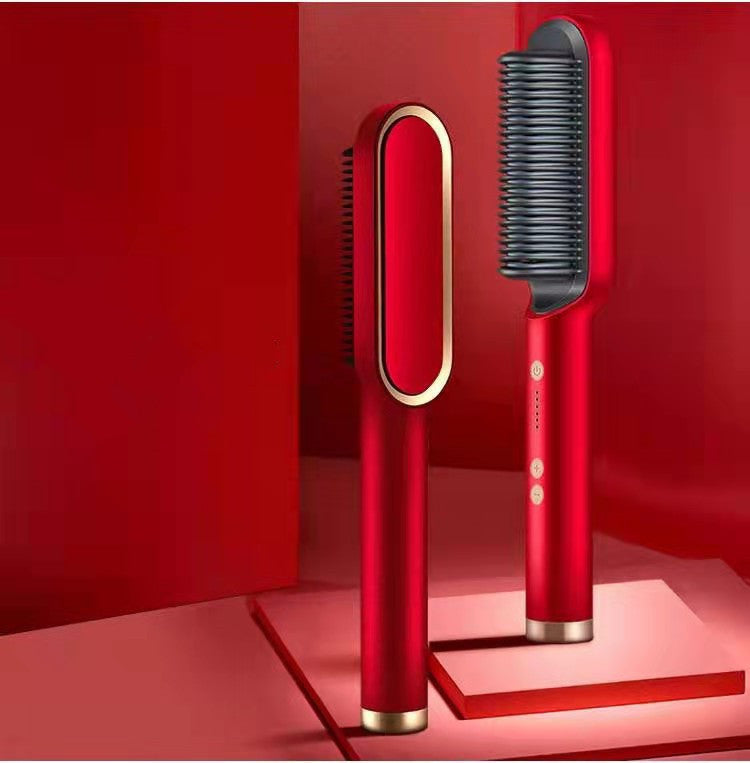 2-in-1 Electric Hair Straightener & Hot Comb with Negative Ion Curling Tong