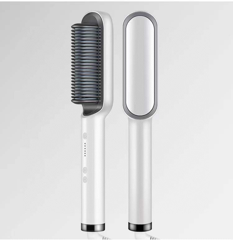 2-in-1 Electric Hair Straightener & Hot Comb with Negative Ion Curling Tong