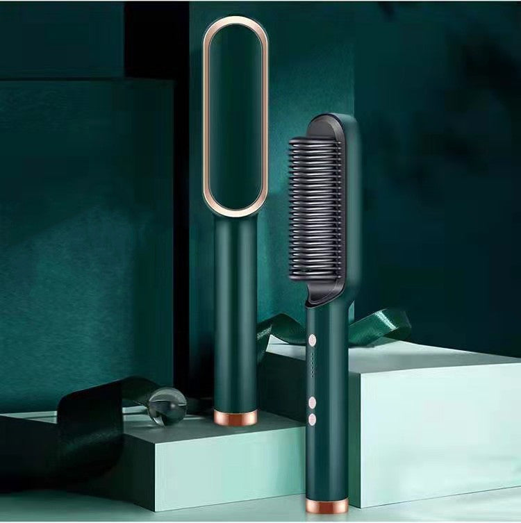 2-in-1 Electric Hair Straightener & Hot Comb with Negative Ion Curling Tong