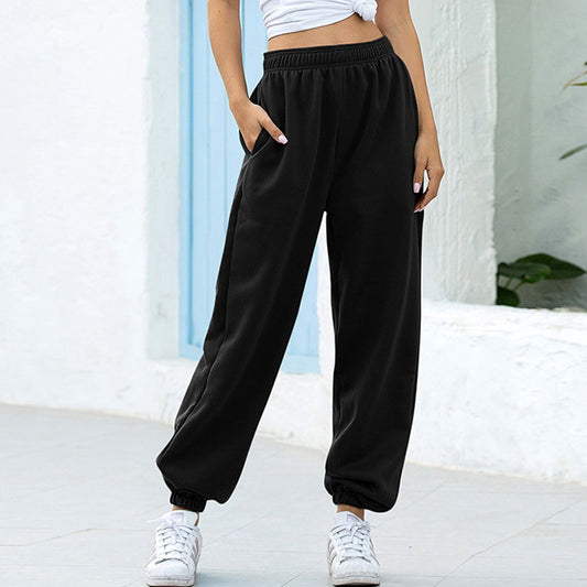 European And American Women'S Elastic High Waist Wide Leg Casual Pants