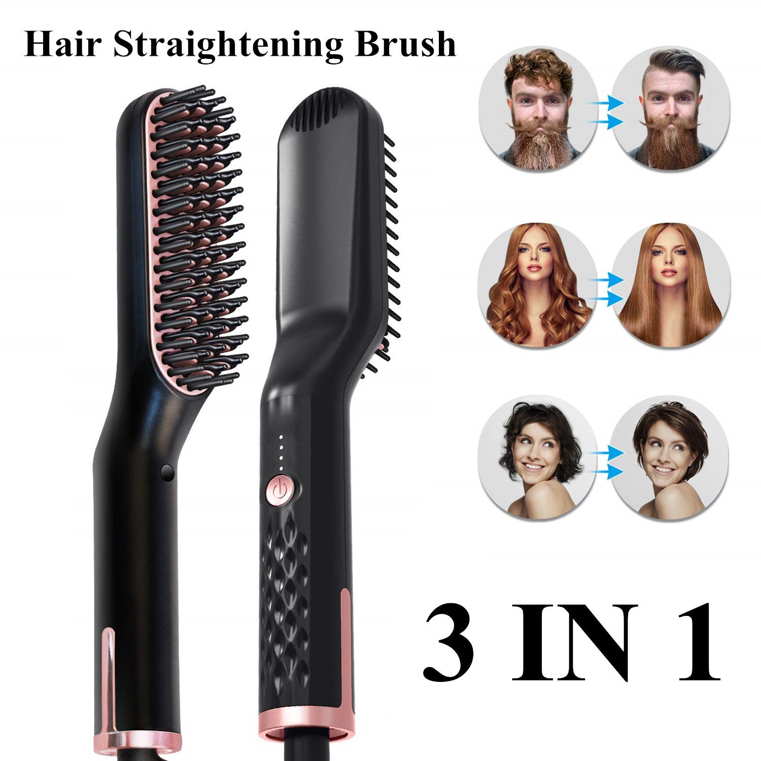 Dual-Use Hair Straightener & Styling Comb with Tourmaline Ceramic