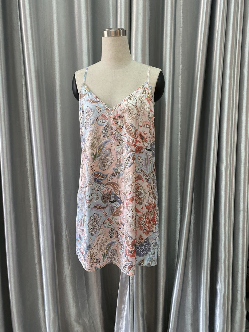 Retro Court Style Printed Temperament Was Thin, Puff Sleeves And Two-piece Dress