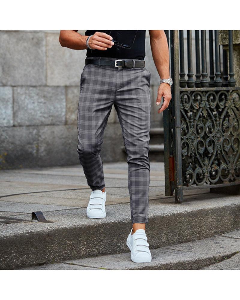 Men's Plaid Casual Loose Thin Trousers