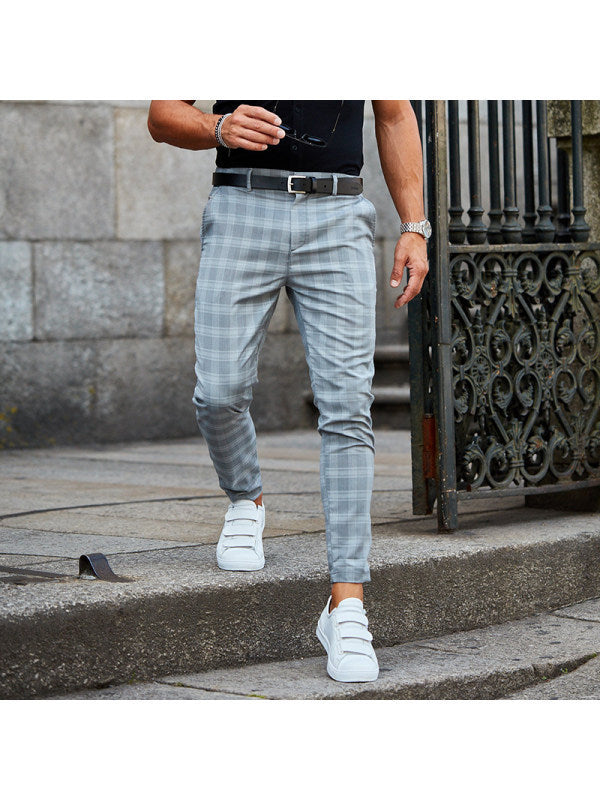 Men's Plaid Casual Loose Thin Trousers
