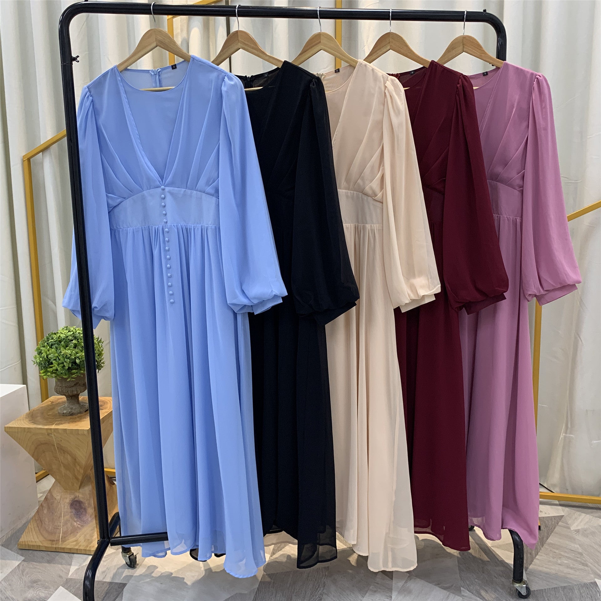 Robe Musulmane Élégante pour Femme en Double Mousseline Haute Densité