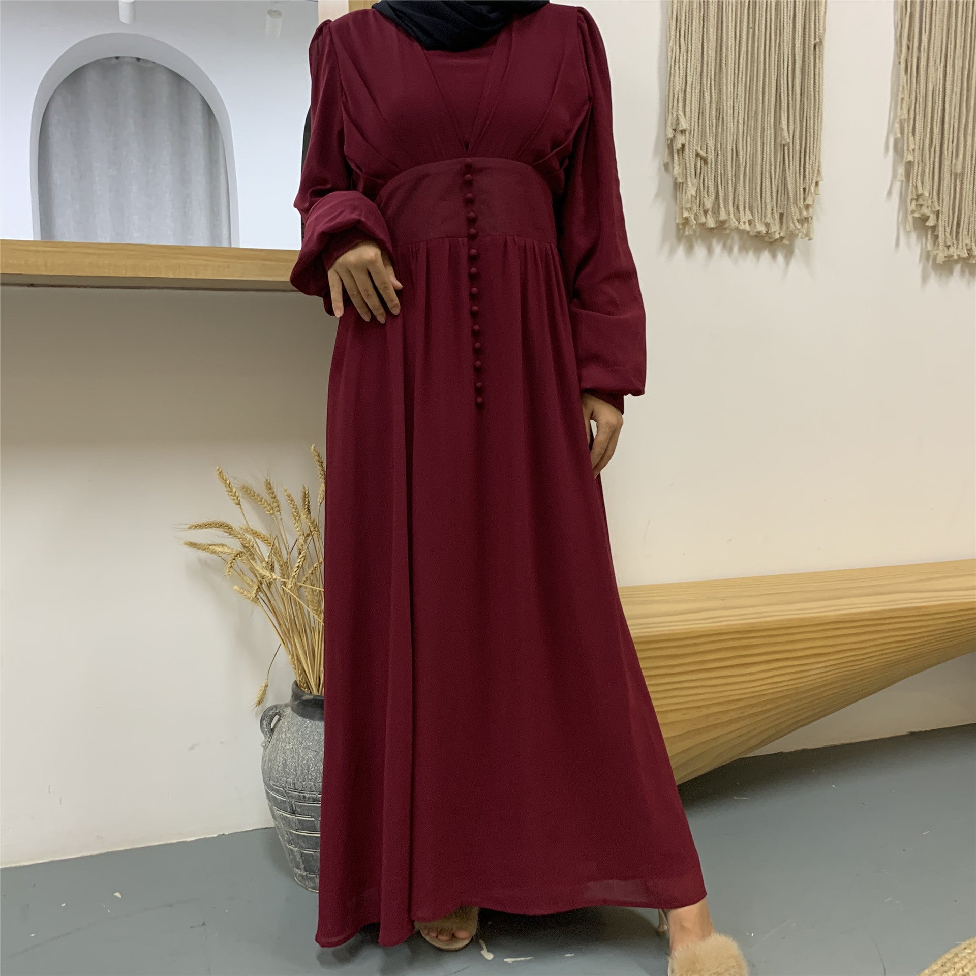 Robe Musulmane Élégante pour Femme en Double Mousseline Haute Densité