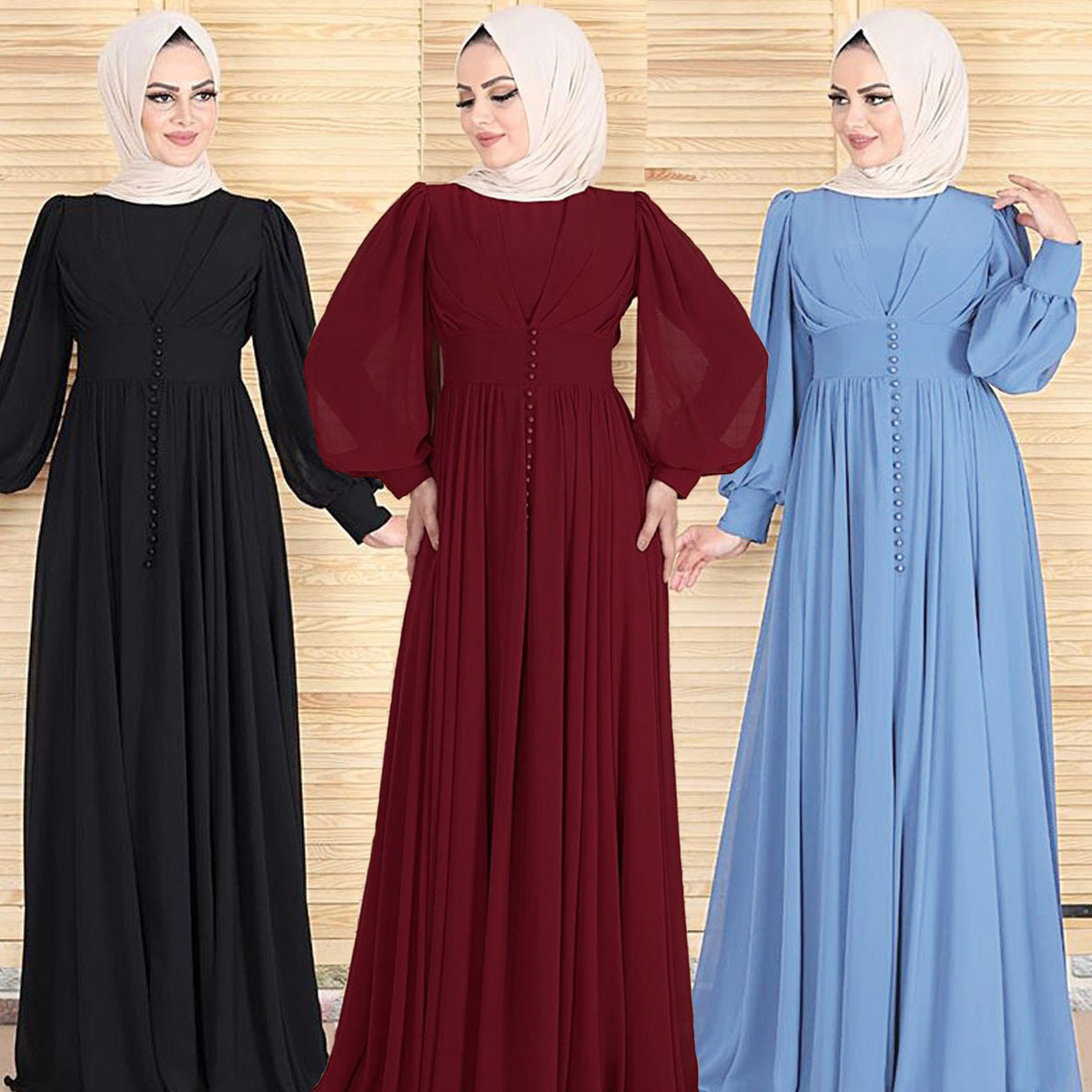 Robe Musulmane Élégante pour Femme en Double Mousseline Haute Densité